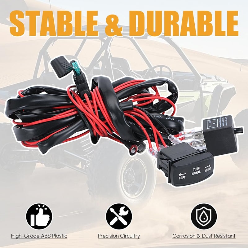 Hypertune Universal ATV/UTV Turn Signal Kit Horn Flasher Relay Kit Compatible with Polaris Kawasaki Golf Cart Arctic Cat SXS ATV UTV Street Legal Kit Vertical Green - Image 2